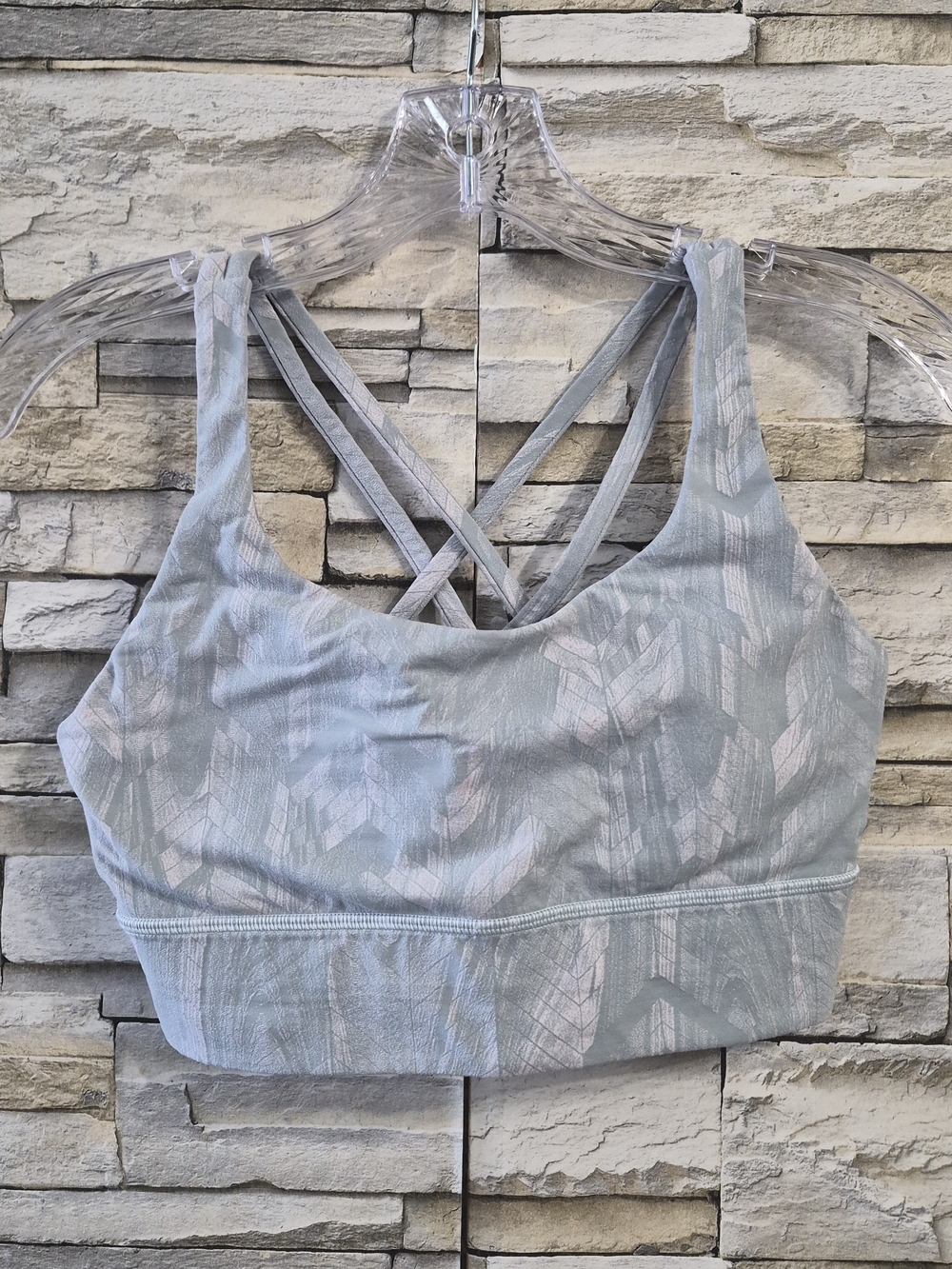 ​Lululemon Free To Be Serene Bra Long Line Size 8 Mint Abstract Strappy Gym